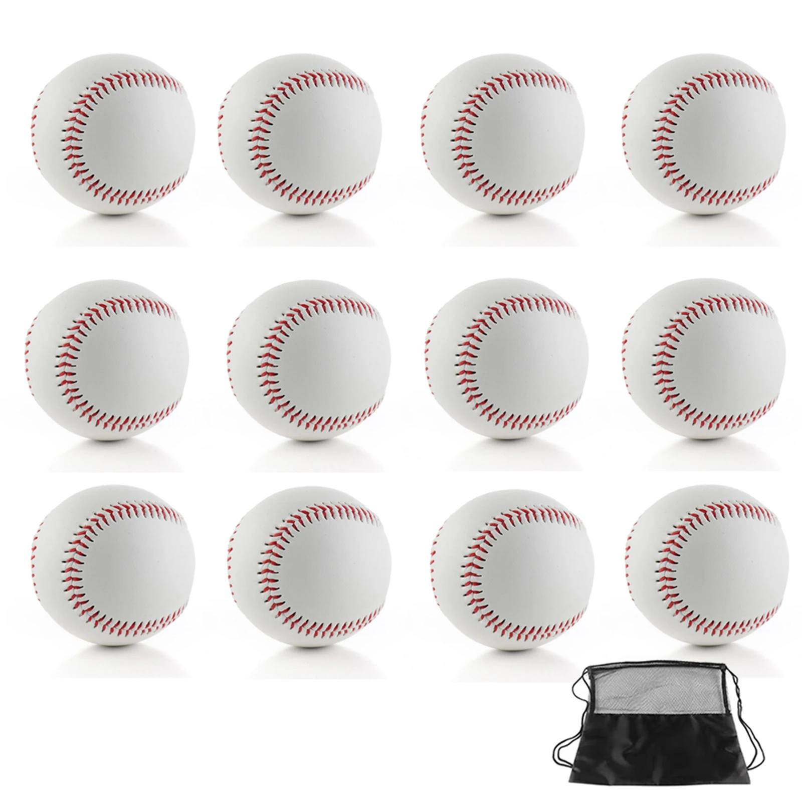 

9 Inch Baseball Practice Training Balls Heavy Duty Unmarked Autograph 108 Stitches Durable PVC Cover Rubber or Cork Filling