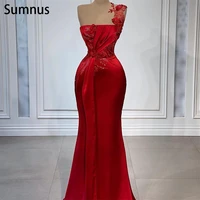 sumnus vintage red mermaid saudi arabia evening dresses 2022 appliques strapless floor length vestidos de noche robes de soir%c3%a9e