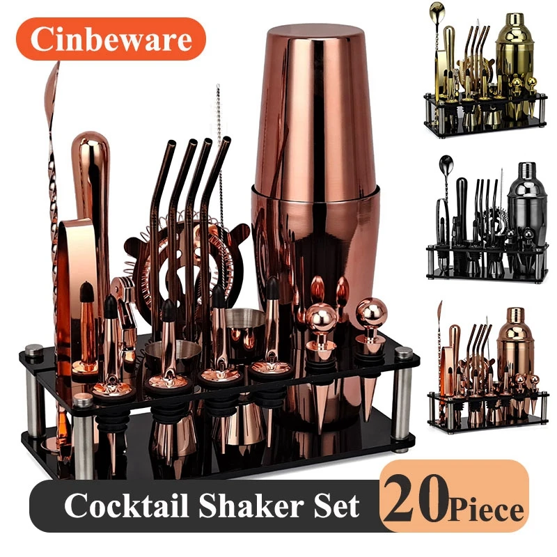 20piece Complete professional cocktail boston shaker drinks 