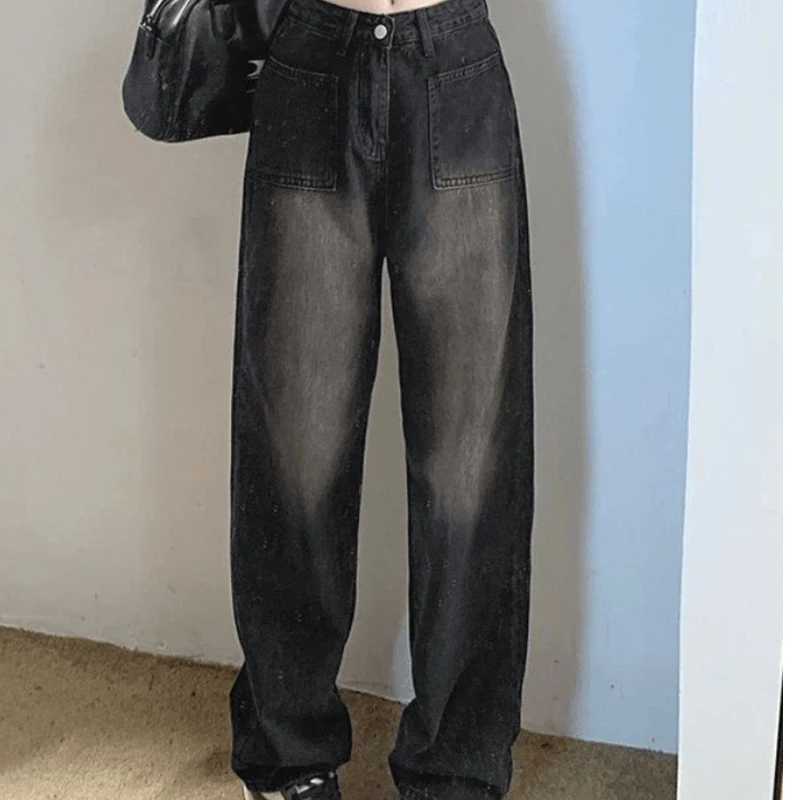 

Baggy Jeans High Waist Women's Straight Jeans Loose Wide Leg Black Pants Hip Hop Trousers Y2k Streetwear Woman Designer Clothes