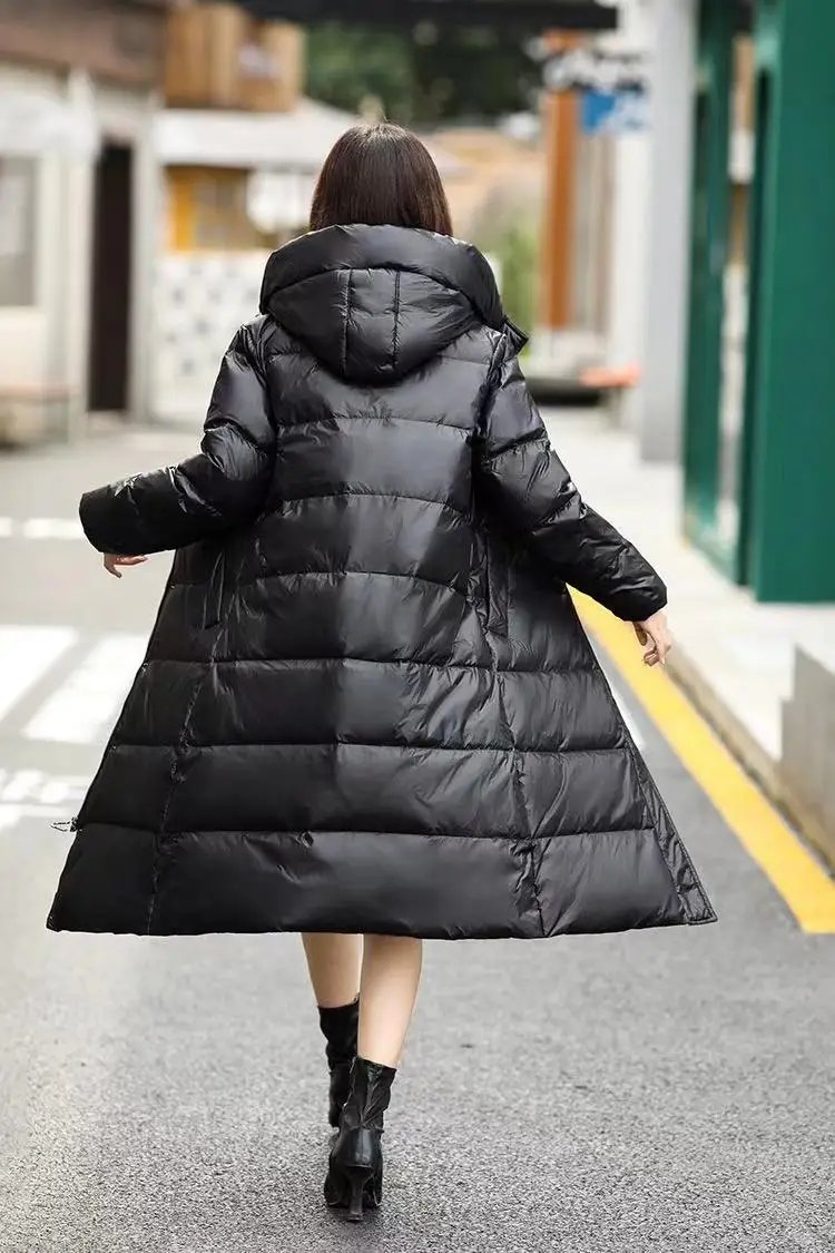 Ladies Long Warm Thick Down Coat Hooded Jacket Vintage Women 2021 Oversize Luxury Waterproof Jackets Female Outerwear Clothing
