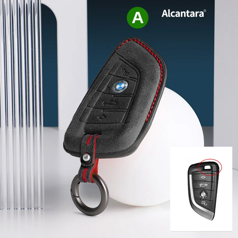 

Alcantara High-quality Car Key Case Cover For BMW X1 X2 X3 X4 1 2 3 5 8 Series F15 F16 F20 F22 Keychain Accessories