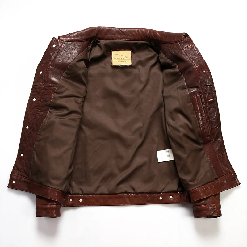 Куртка мужская джинсовая из 507 натуральной кожи с потертостями