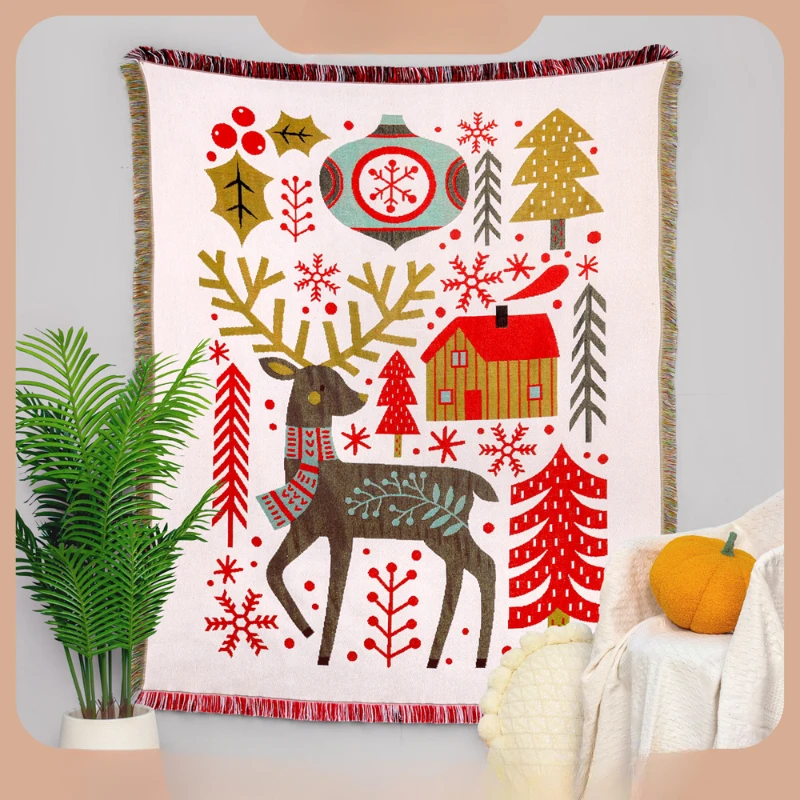 Рождественский Стиль Гобелен Одеяло Водонепроницаемый Коврик Для Пикника Чехол