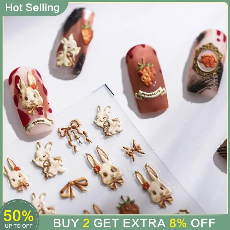 

Милые наклейки в виде животных, различные пасхальные элементы, рельефное искусство, украшение, самоклеящиеся клеящиеся аксессуары для ногтей, мультяшный рисунок