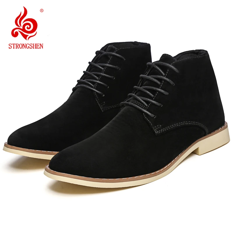 

STRONGSHEN Men Ankle Boots Fashion Chelsea Boots Lace Up Comfortable Shoes Classic Boots Men Work Footwear Botas Zapatos Hombre