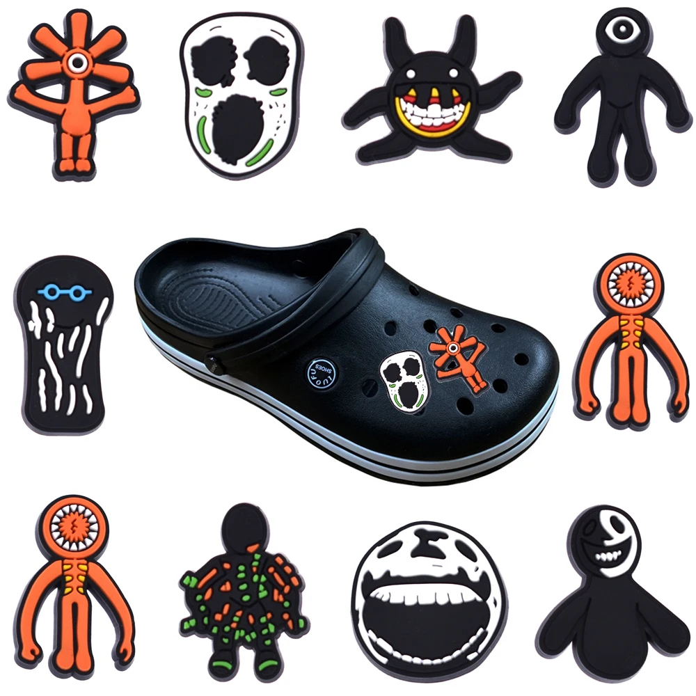 

1pcs Croc Charms Rainbow Friends Doors Clog Shoe Accessories Sandals Decoration Buckle Horror Game Doors Monster for Kids Gifts