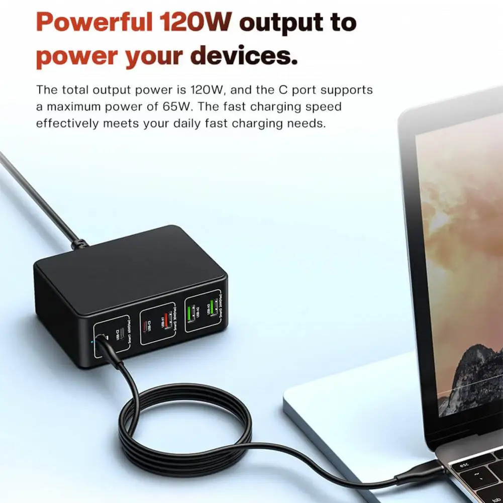 

Power Adapter Efficient 6-port Usb Charging Station for Multiple Devices Universal Compatibility Space-saving Design 65w Power