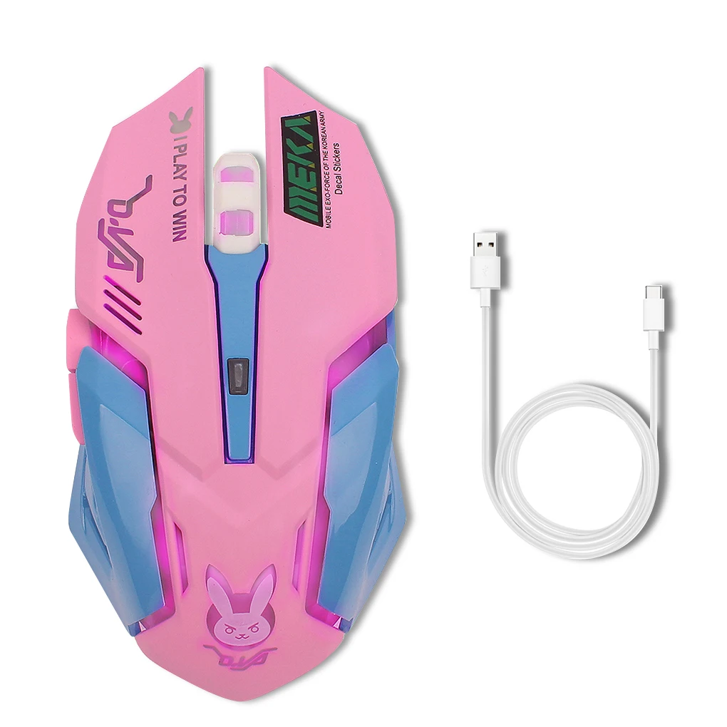 

Wireless Mouse 800 1200 2400 DPI Adjustable Rechargeable Mouse Desktop Computer Laptop Accessory Pink