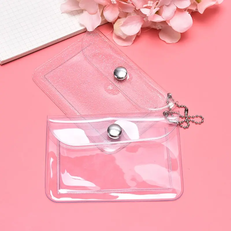 

Glitter Transparent Waterproof PVC Women Card Case Business Card Holder Men Credit Card Bag ID Card Mini Wallet Girls Coin Purse