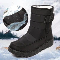 rimocy non slip waterproof snow boots for women 2021 thick plush winter ankle boots woman platform keep warm cotton padded shoes