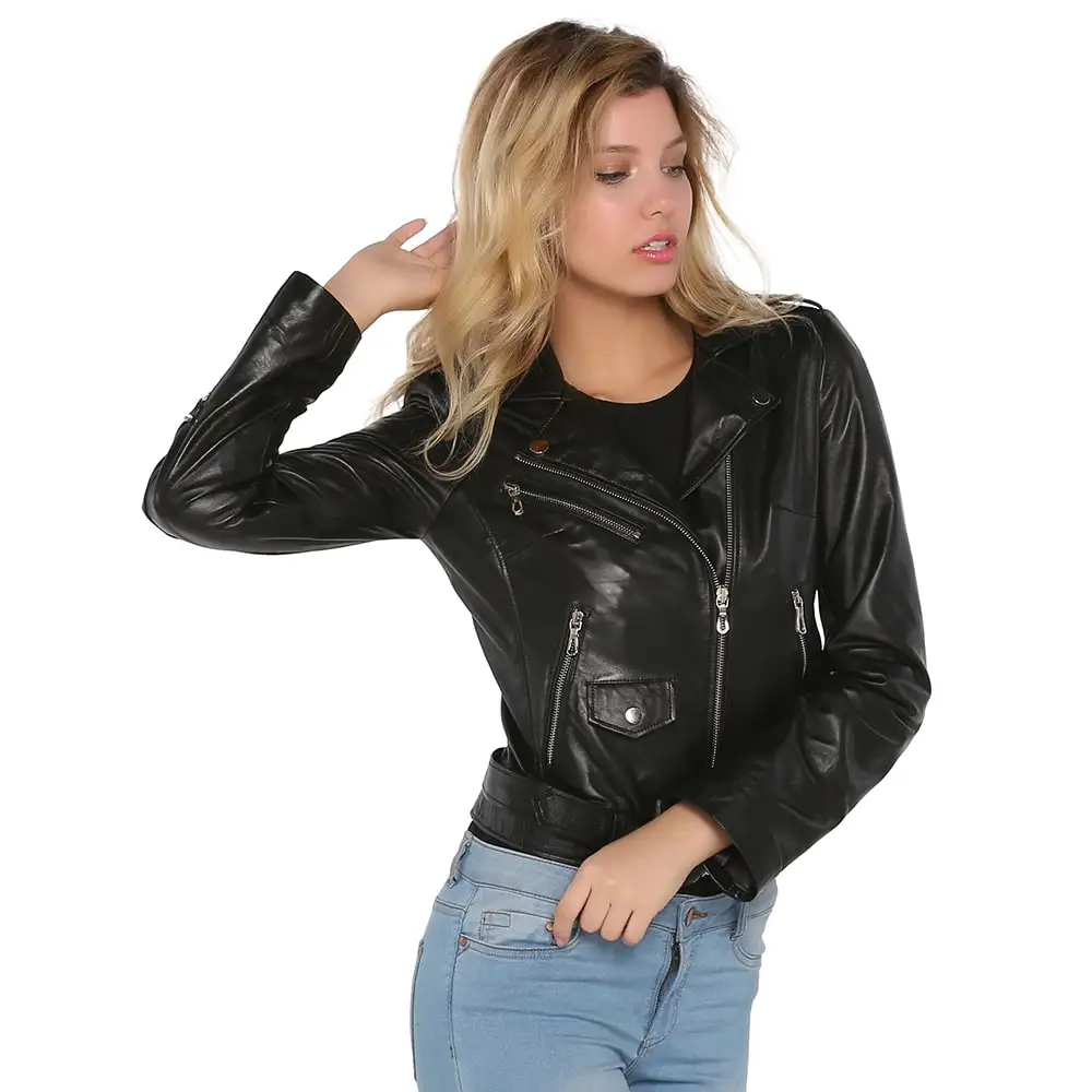 S'elite collection real leather women's jacket black Zig genuine leather handmade water repellent winter autumn spring for gift