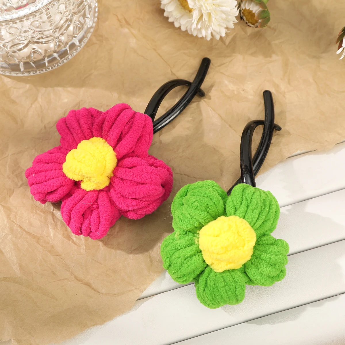 Шерстяные заколки для волос с цветком женщин большая заколка в стиле ретро