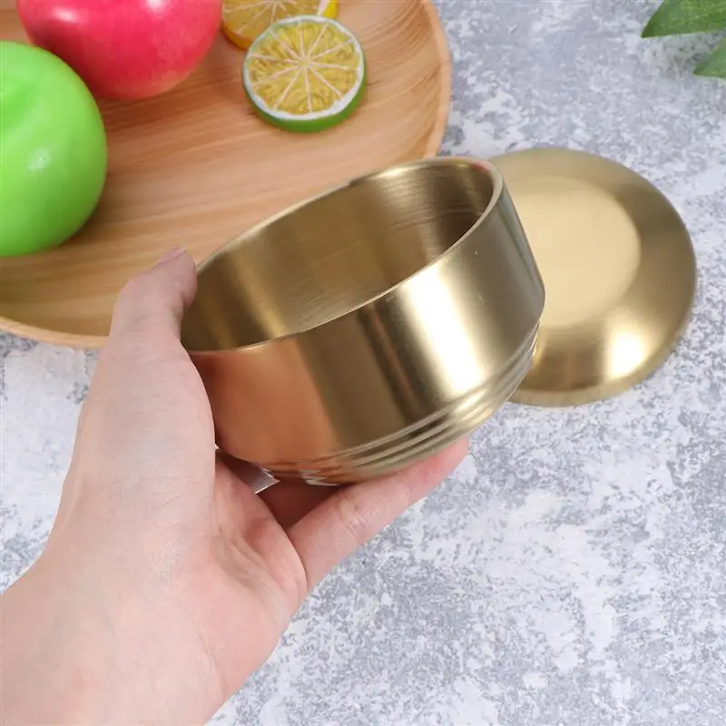 

Stainless Steel Bowl Double Wall Insulated Bowl Household Utensils Bowl Durable Bowl With Lid
