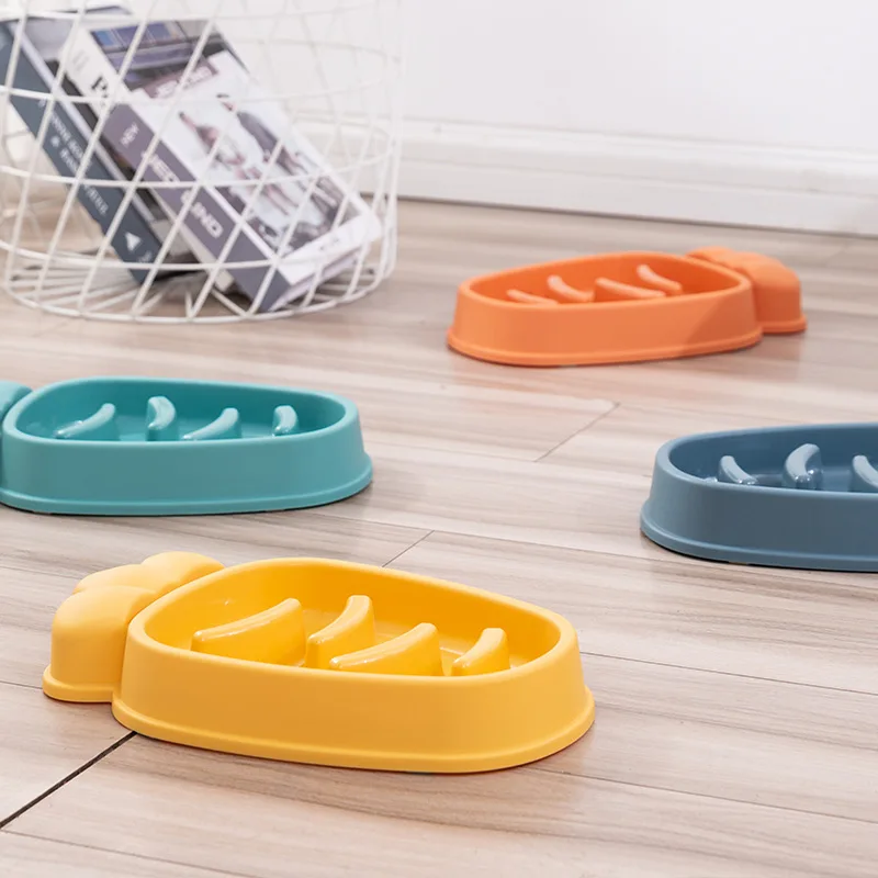 

Pet Slow Food Bowl Carrot Type Anti-choke Rice Bowls Puppy Cat Slow Down Eating Feeder Dish Prevent Obesity Dog Feeding Supplies