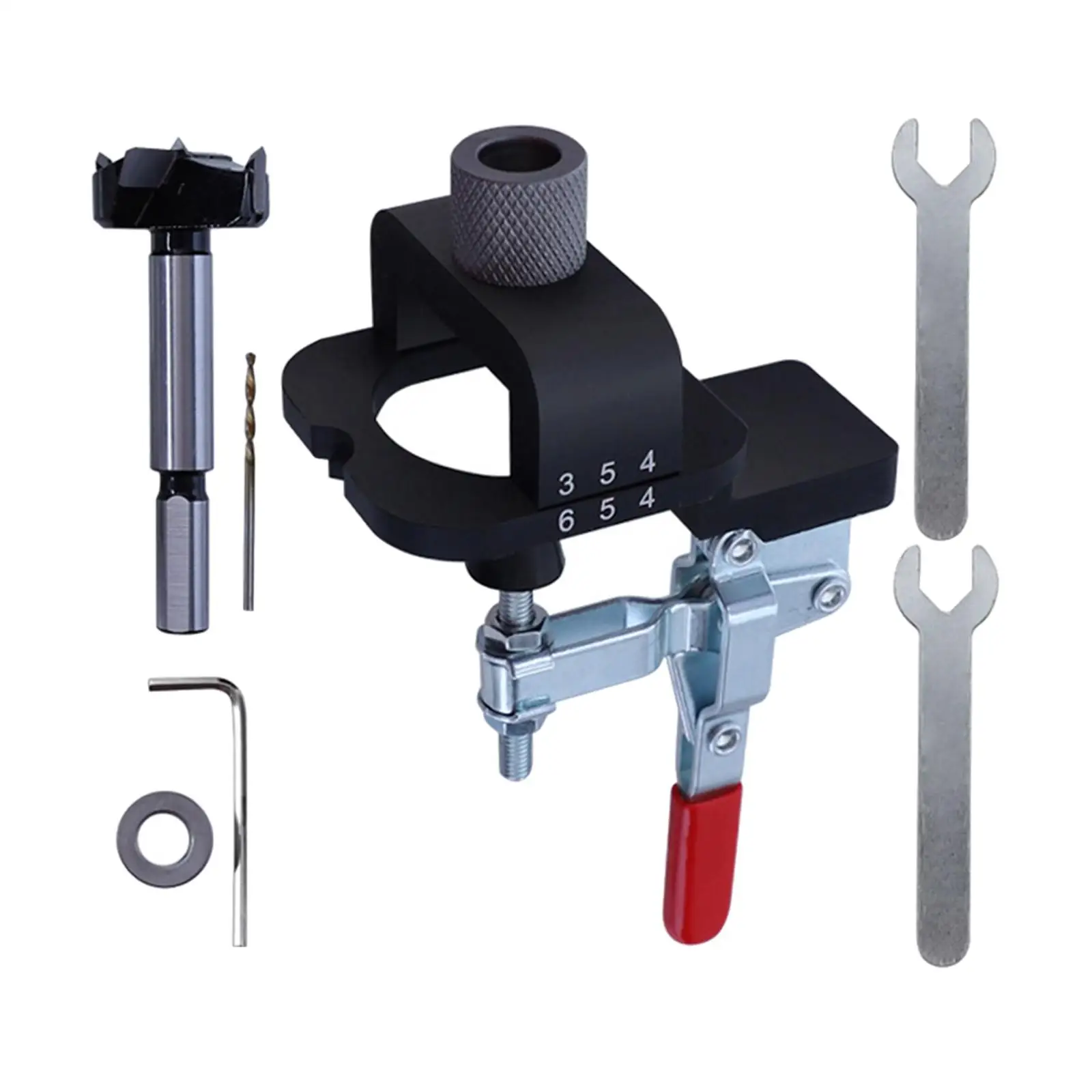 

35mm Woodworking Hole Opener Hinge Jig Kit Hole Opener Margin Adjustment Range 3-7mm Locator for Woodwork Guide Carpenter Tool