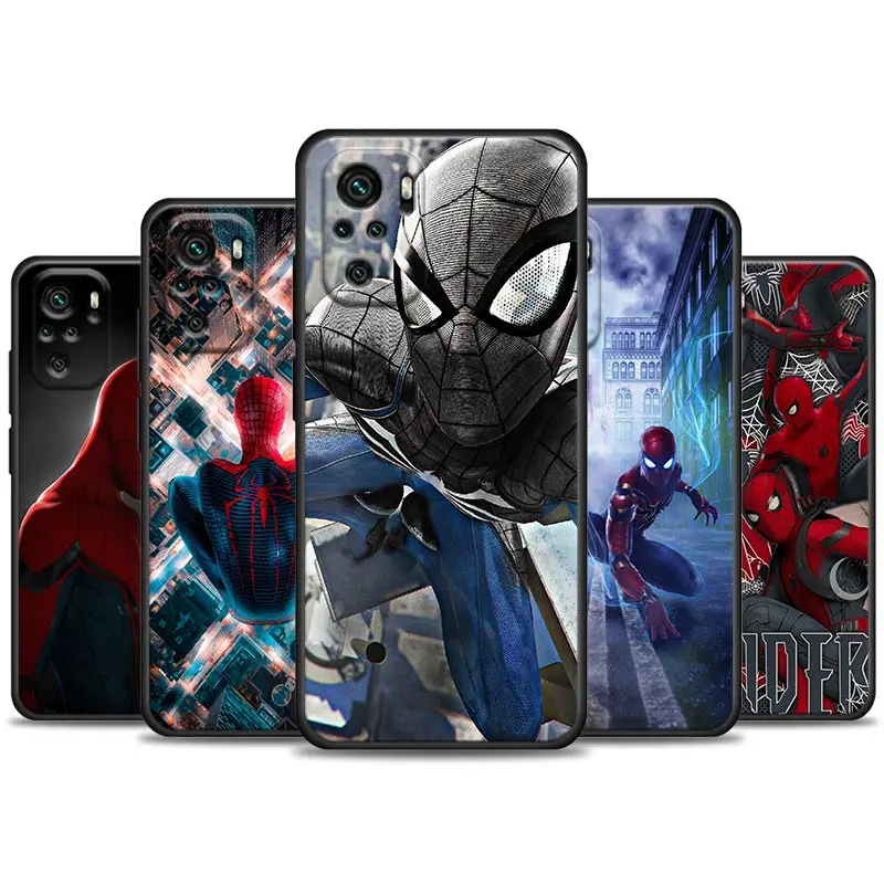 

Marvel Funny Spider Man Comics Phone Case For Poco Redmi Note 8 Poco X4 X4 NFC M4 X3 F3 M3 Phone F1 GT Pro 5G Black Cover Fundas