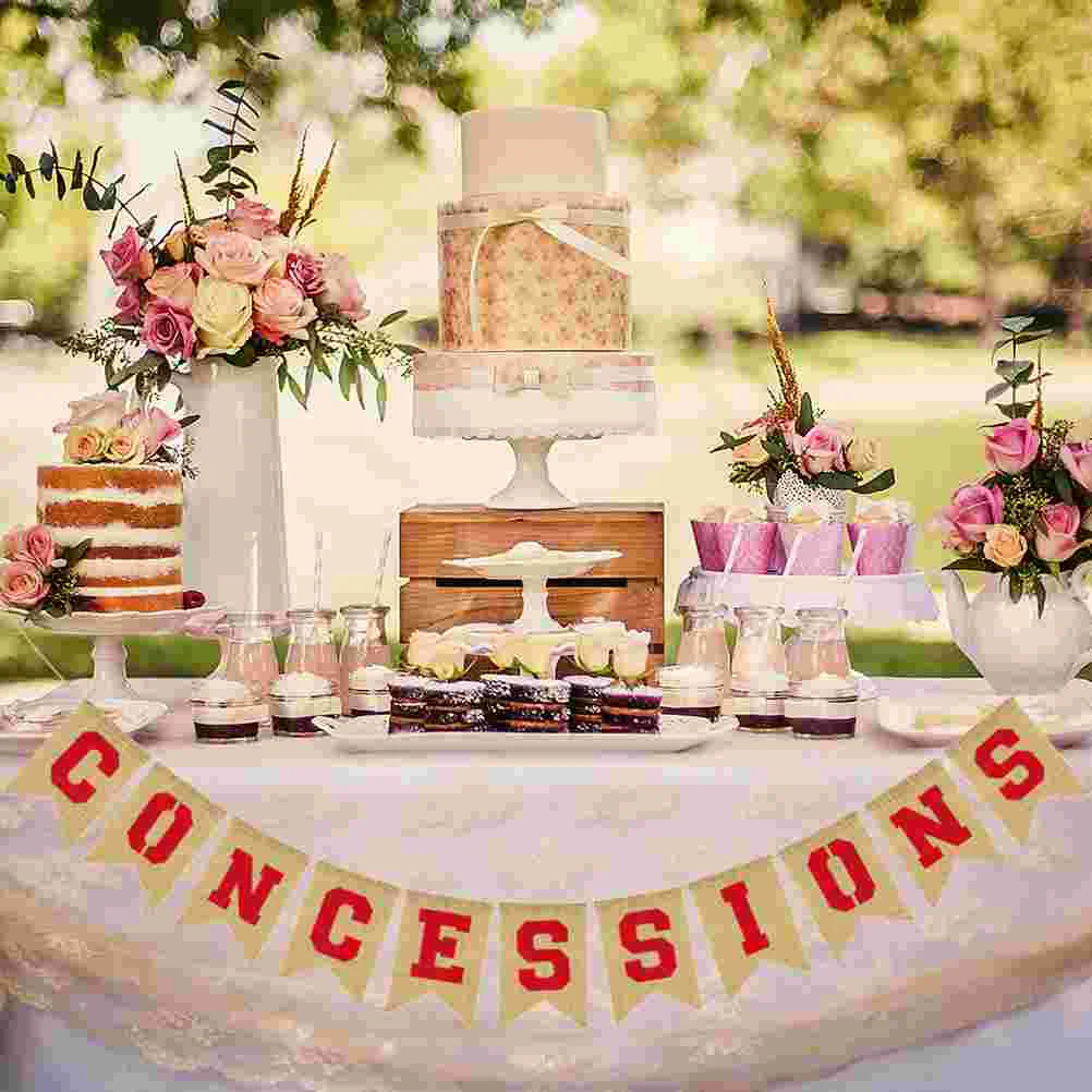 

1pc Burlap Banner Creative Decorative Linen Banner Bunting Hanging Garland for Party Decor