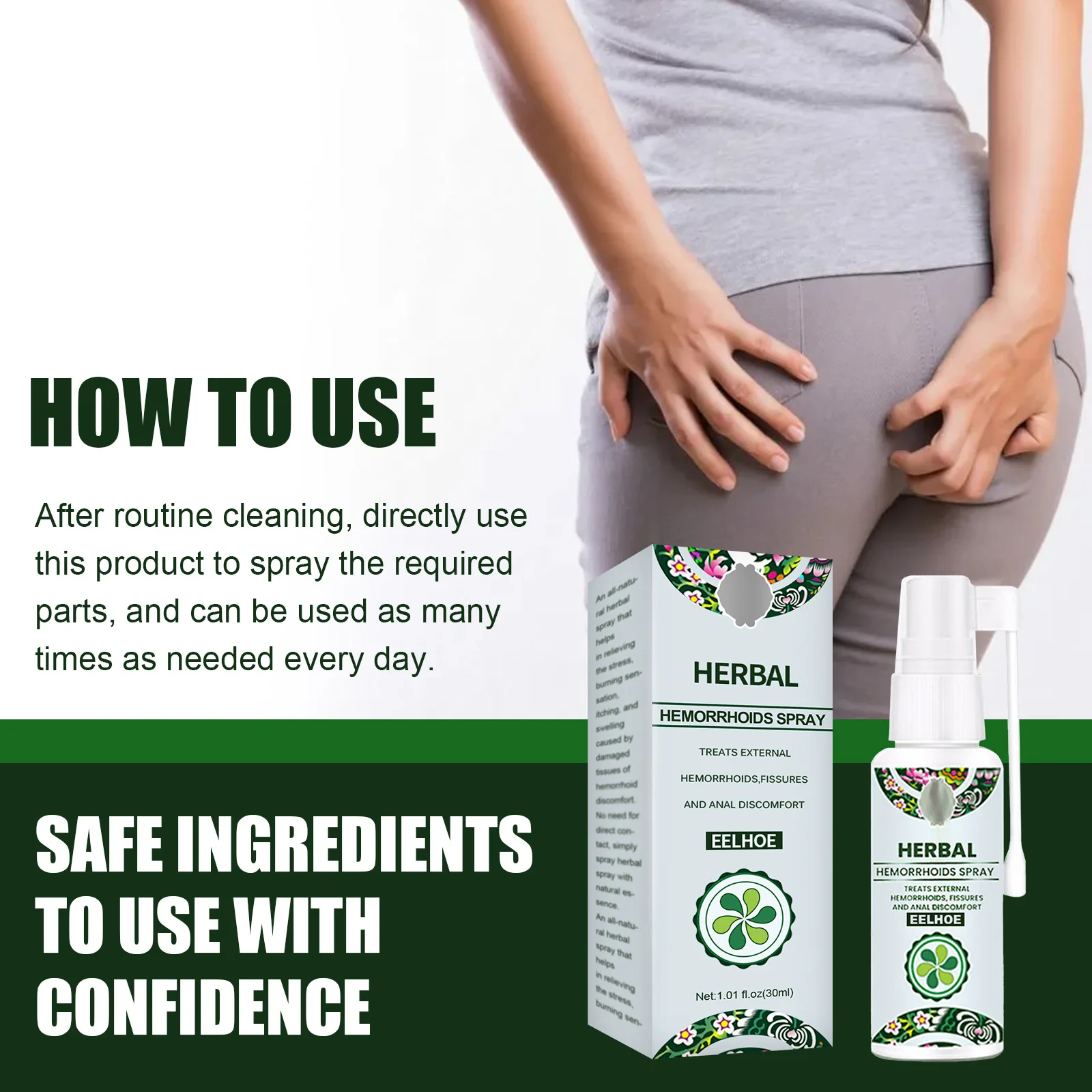 30g Natural Herbal Relieve Swollen Hemorrhoids Reduce Meat Balls Mix Internal and External Hemorrhoids Spray Anal Soothing Spray
