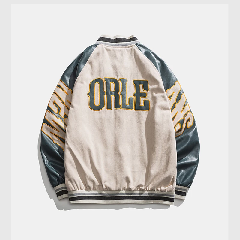 Куртка-бомбер мужская с вышивкой хлопковая бейсбольная куртка в стиле пэчворк