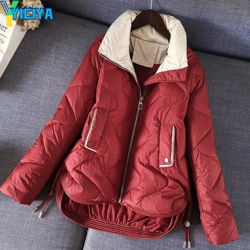 YICIYA Women's Winter Warm Short Coats Thick Cotton Padded Parkas Casual Loose Outwear Snow Wear Streetwear New Solid Chaquetas