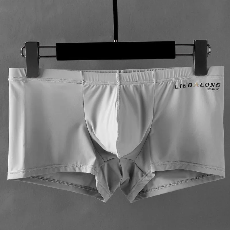 Underwear Sexy Man Nylon Boxer silk Slip summer Ropa U pouch sexi red for man boys Boxers Solid Color Shorts Men's Panties