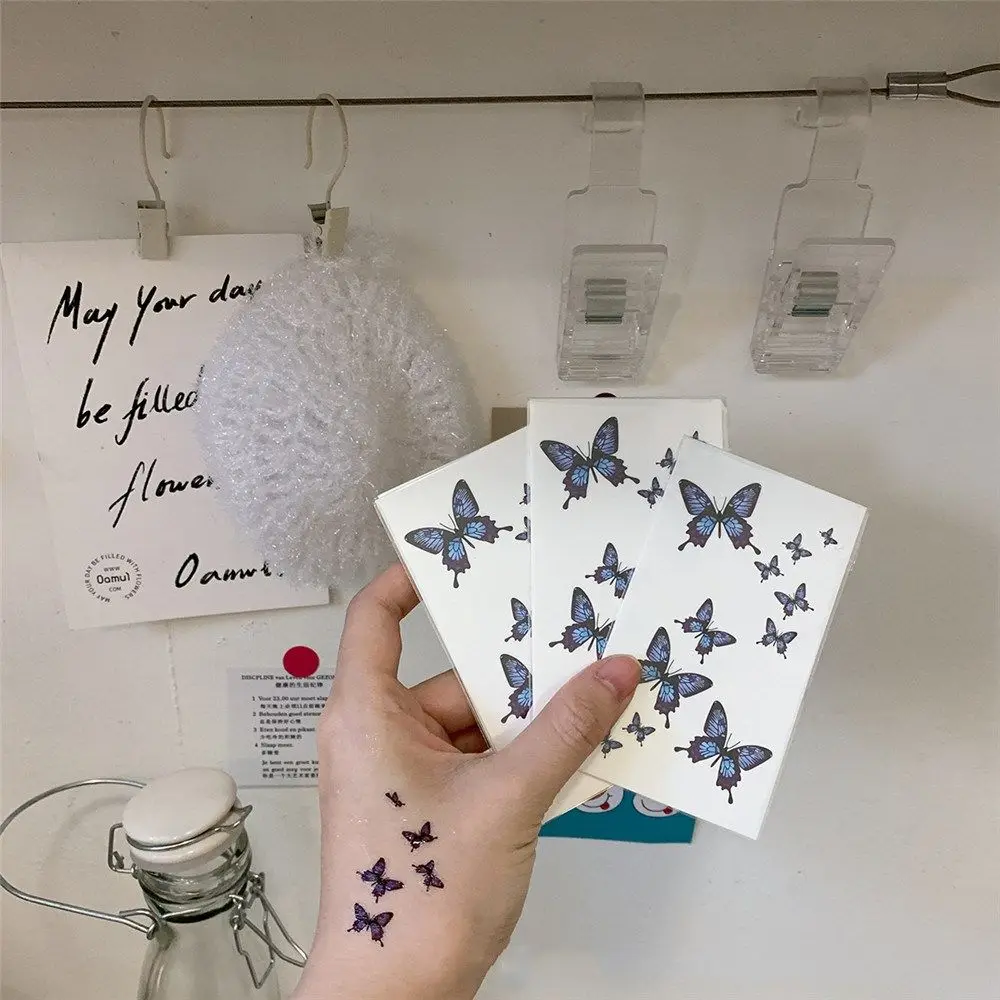 

3D Clavicle Tattoo Stickers Blue Butterfly Temporary Tattoos Waterproof Pattern Clavicle Tattoo Stickers Body Art Party Decals
