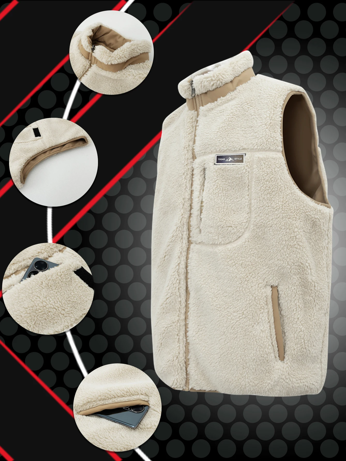 Мужской флисовый жилет из шерпа большого размера куртка без рукавов с реверсом