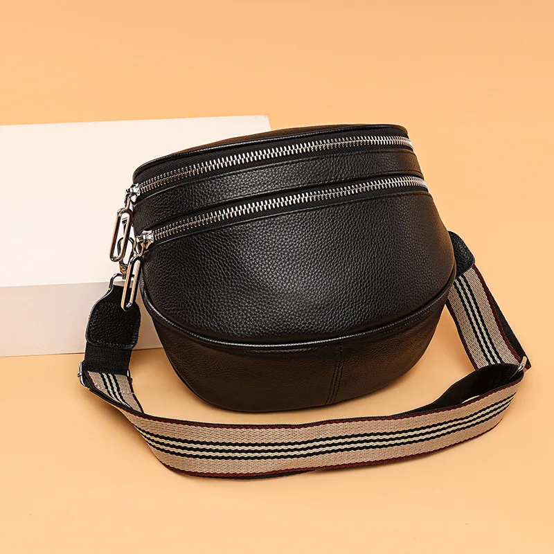 

Genuine Leather Saddle Bag Large Capacity Crossbody Bag Fashion Shoulder Bag Double-layer Commuter Bag Bags for Women
