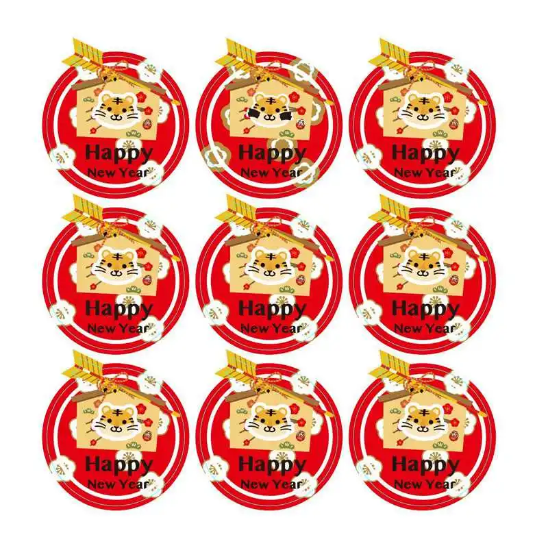

90pcs Chinese Zodiac Cartoon Tiger Mascot Happy New Year Stickers Gift Box Sealing Stickers Packaging Decor 2022 Tiger Year