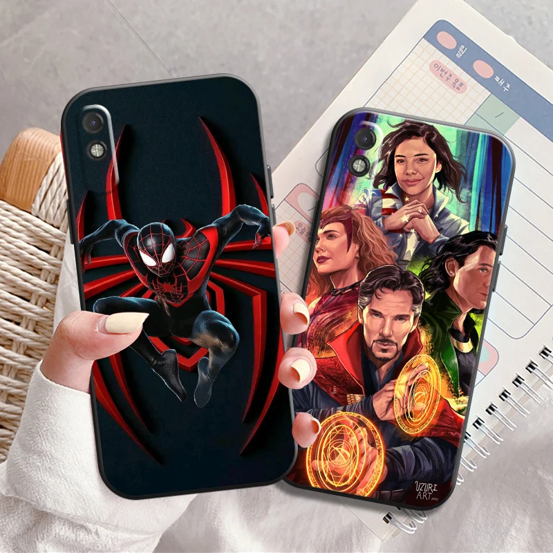 

Popular Marvel Phone Case For Xiaomi Redmi 7 7A 8 8A 8T 9 9T 9A 9C Note 7 8 9 9S Liquid Silicon Funda Silicone Cover Black