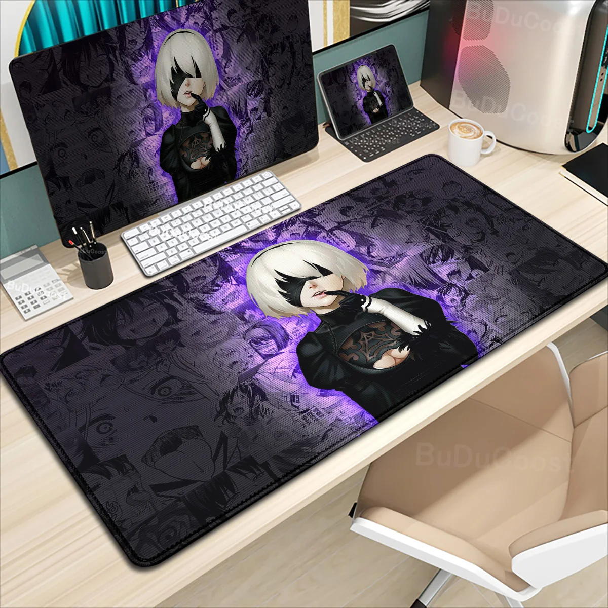 Игровой коврик для мыши Nier Automata 2B нескользящий ПК XXL Настольный ноутбука