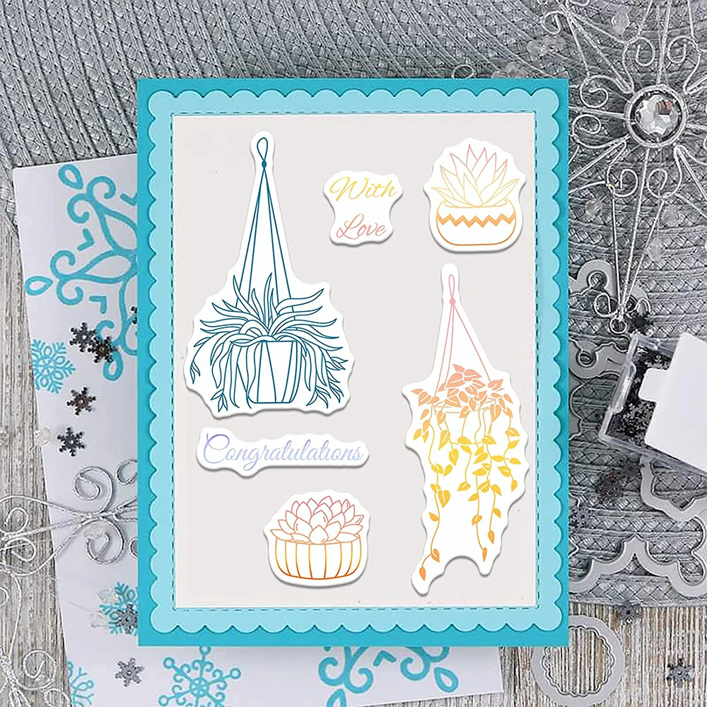 Вырубные штампы в горшке и фотообои для изготовления открыток сделай сам альбом