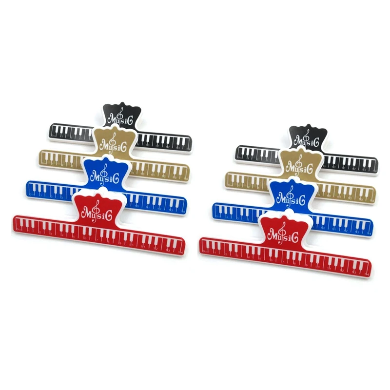 

8 Pcs Music Book Note Paper Ruler Sheet Music Spring Clip Holder For Piano Guitar Violin Viola Cello Performance