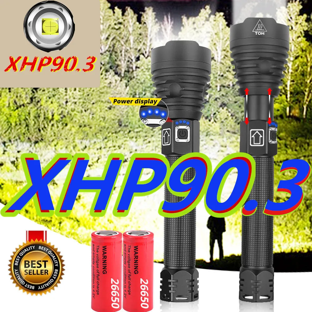 

2020NEW XHP90.3 Powerful LED Flashlights XHP70.2 Zoom Tactical Torch Waterproof Flash Light 26650 USB Rechargeable Linterna