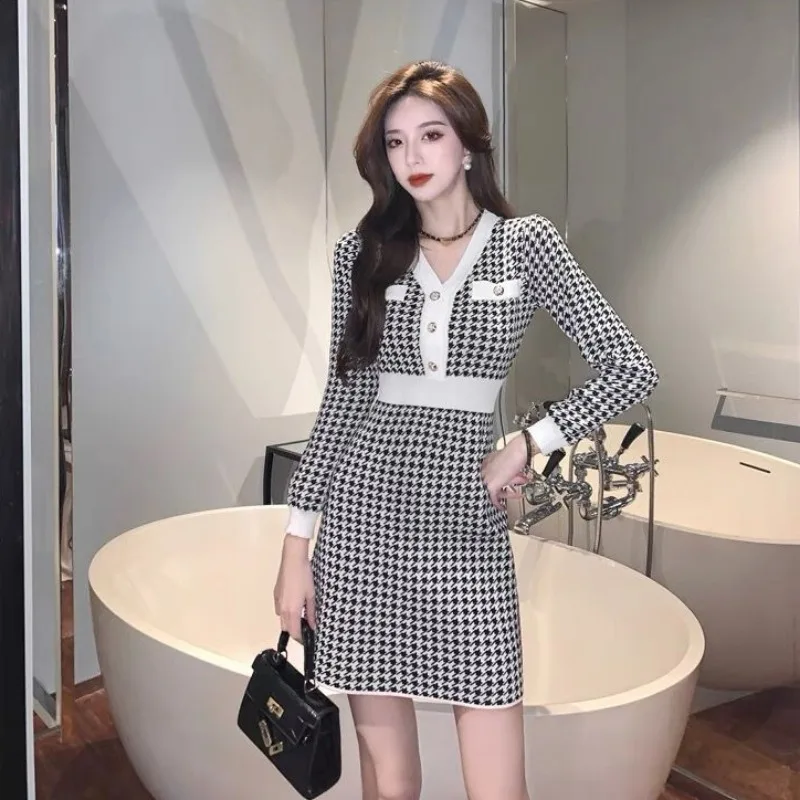 Женское вязаное платье с v-образным вырезом белые женские вязаные крючком платья