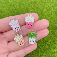 peixin 20pcs cute cartoon drink milk tea funny alloy enamel color pendant for women girls necklace earrings diy jewelry making