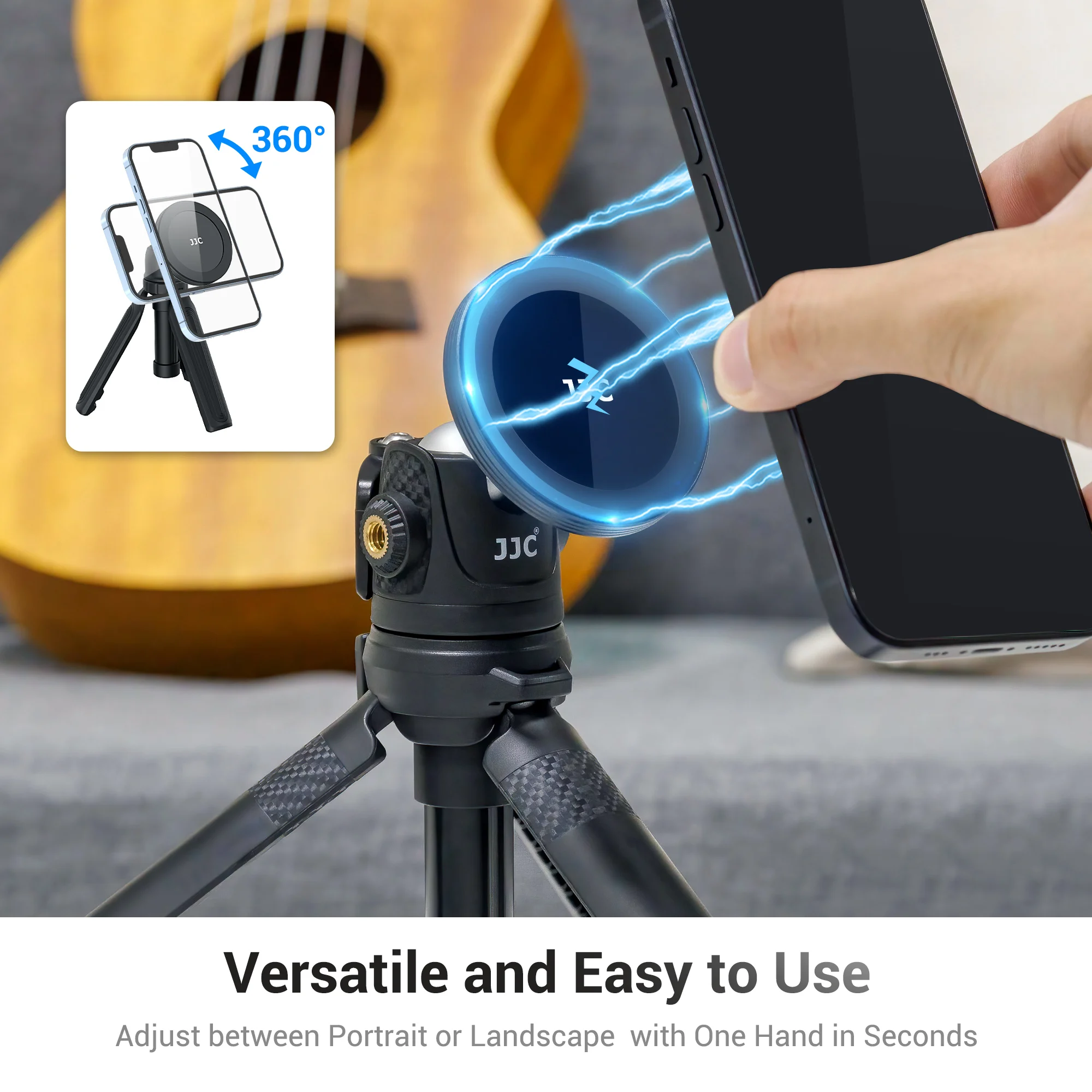 JJC 1/4 Magsafe screw Magnetic Mount Holder for iPhone 14 Pro Max/12 13 Pro Max 4.4 Lbs Suction Magnet Stand selfie Tripod Mount
