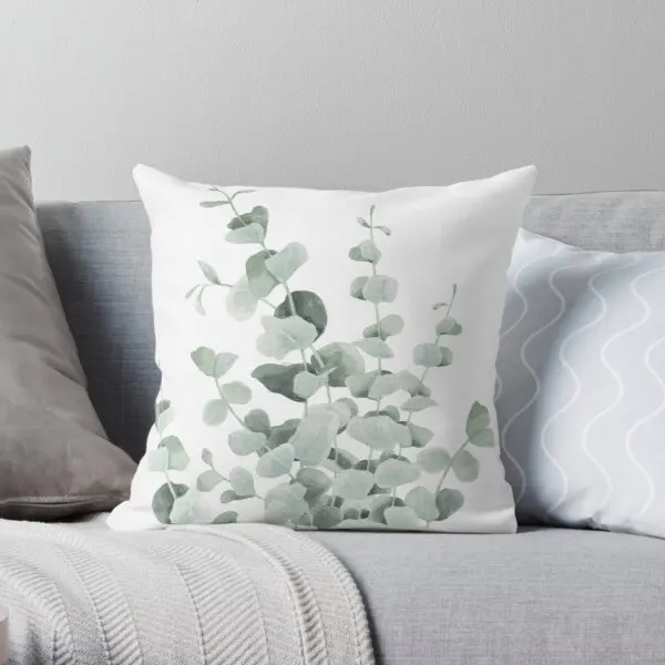 

Standing Eucalyptus Leaves Printing Throw Pillow Cover Wedding Home Cushion Throw Bedroom Sofa Case Fashion Pillows not include