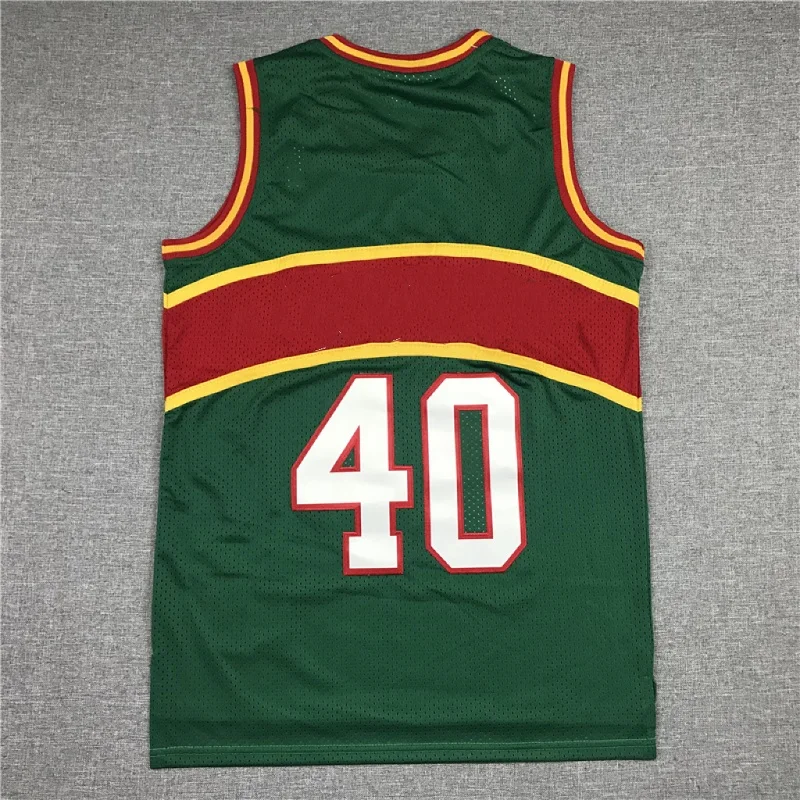 

Оригинальные майки для баскетбола Kemp № 40, выберите свое любимое имя, сетчатый вышитый логотип, винтажные тренировочные топы для прыжков