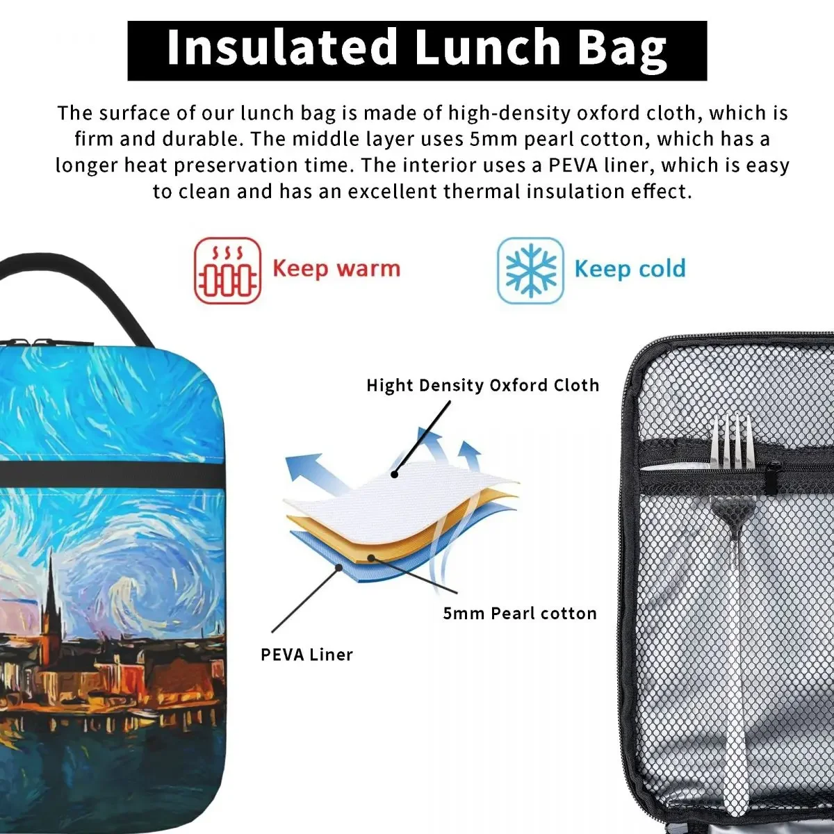 Сумка для ланча детей с рисунком масляной живописи детский Ланч-бокс со шведским