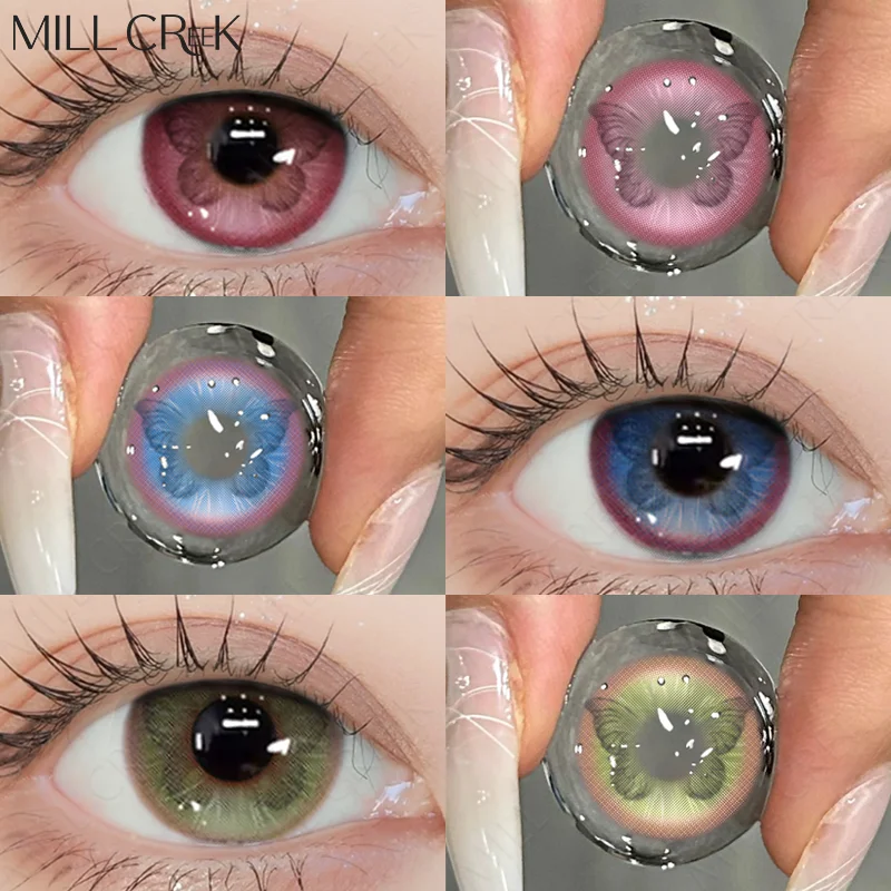 Фото MILL CREEK 1Pair New Myopia Colored Contact Lenses Korean Lenses with diopters Beautiful Pupils Cosmetics Contacts Fast Shipping №1