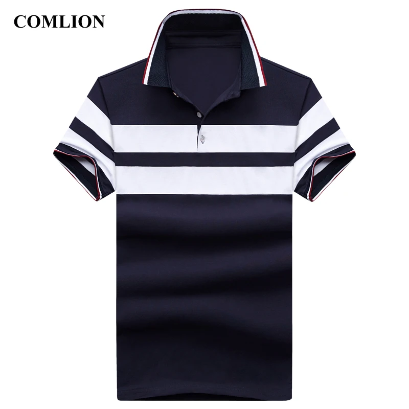 

Рубашка-поло мужская в полоску, хлопок, Повседневная деловая, с коротким рукавом, лето, C24