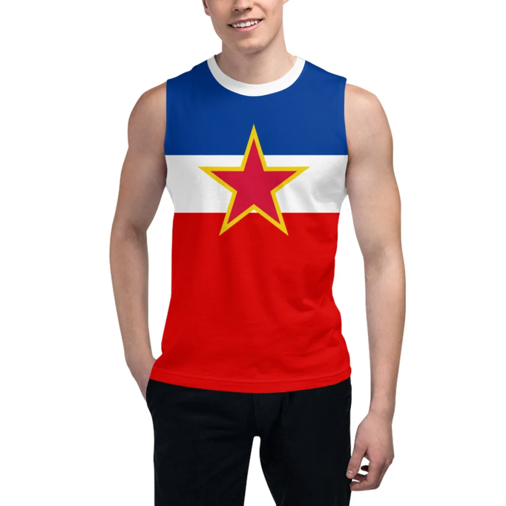 

Sleeveless T-shirt Yugoslavia Flag 3D Men's Boys Tshirt Gyms Tank Tops Fitness Joggers Basketball Training Vest