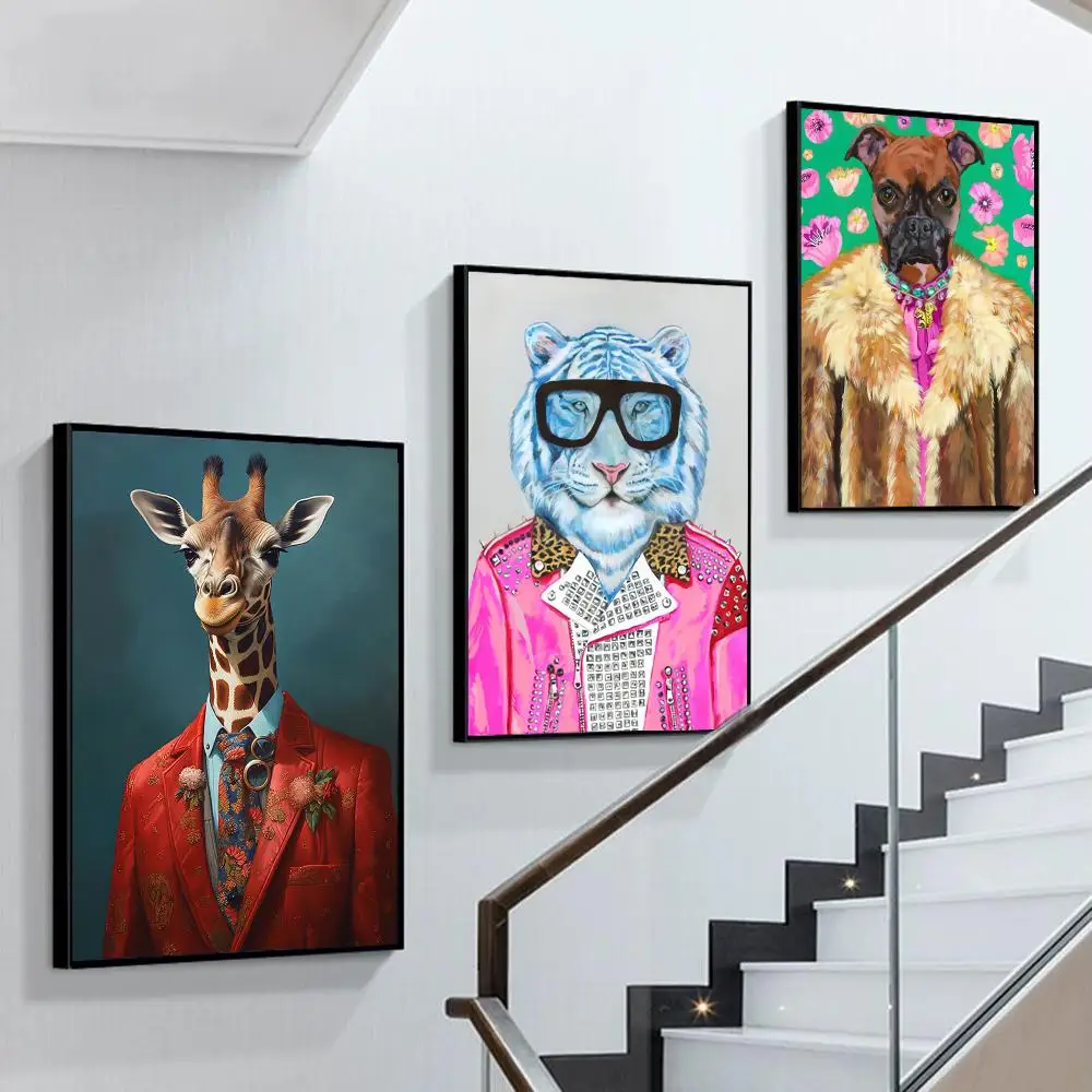 

Animal Art paint Perry Poster Self-adhesive Art Poster Retro Kraft Paper Sticker DIY Room Bar Cafe Vintage Decorative Painting