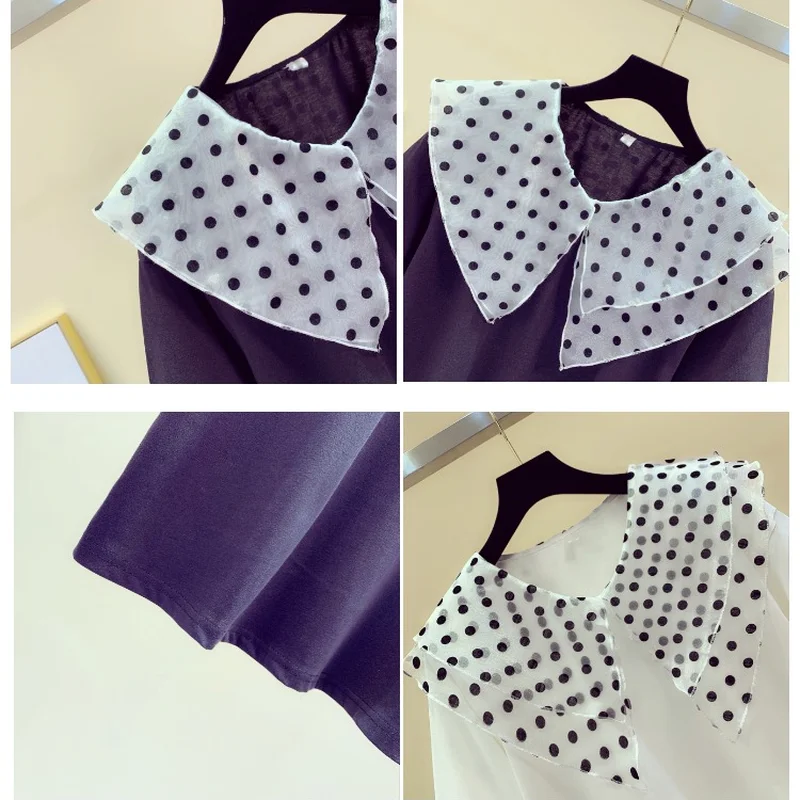 Женская футболка в горошек с круглым вырезом и коротким рукавом | одежда