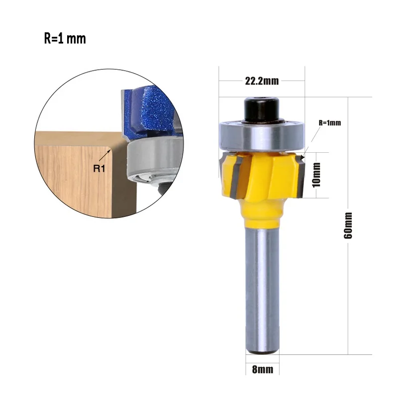 

R1 R1.5 R2 Milling Cutter 4 Teeth Router Bit 8mm Shank Knife Edge Trimmer Wood Cutters Machine Renovator Woodworking Tool