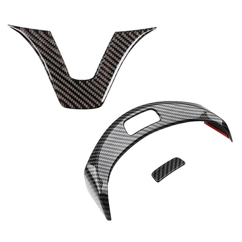 

2 Set Car Accessories: 1 Pcs Steering Wheel Emblem Sticker & 1 Set Center Console Armrest Box Buttons Frame Sticker