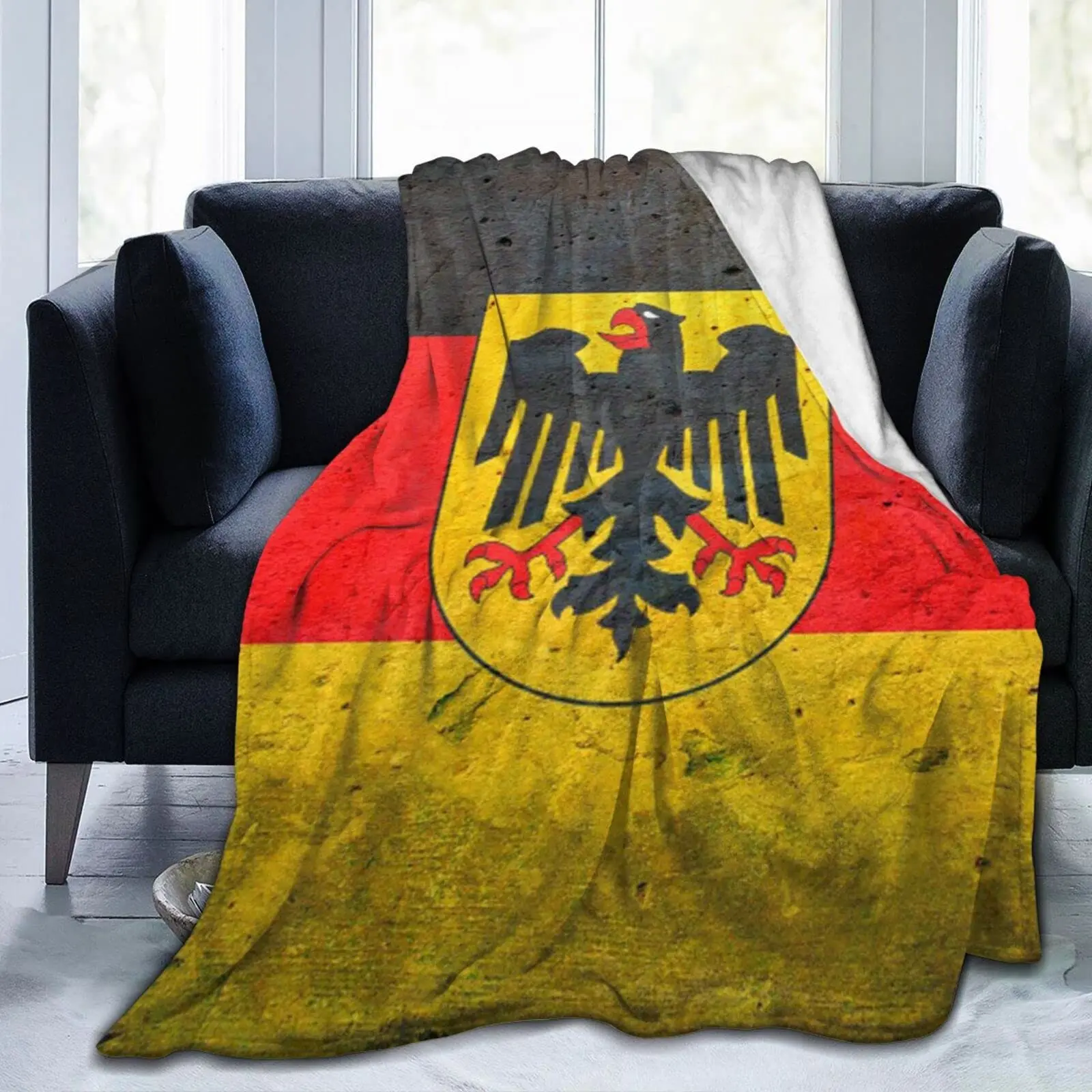 

Фланелевое Флисовое одеяло с немецким флагом и орлом, ультрамягкое уютное теплое Флисовое одеяло для домашних подарков