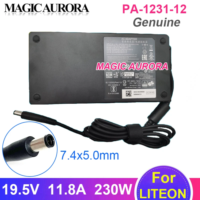 Genuíno para Liteon Pa1231-12 19.5v 11.8a 230w Carregador Adaptador para Intel Nuc8i7hvk Portátil Fonte de Alimentação 7.4×5.0 mm